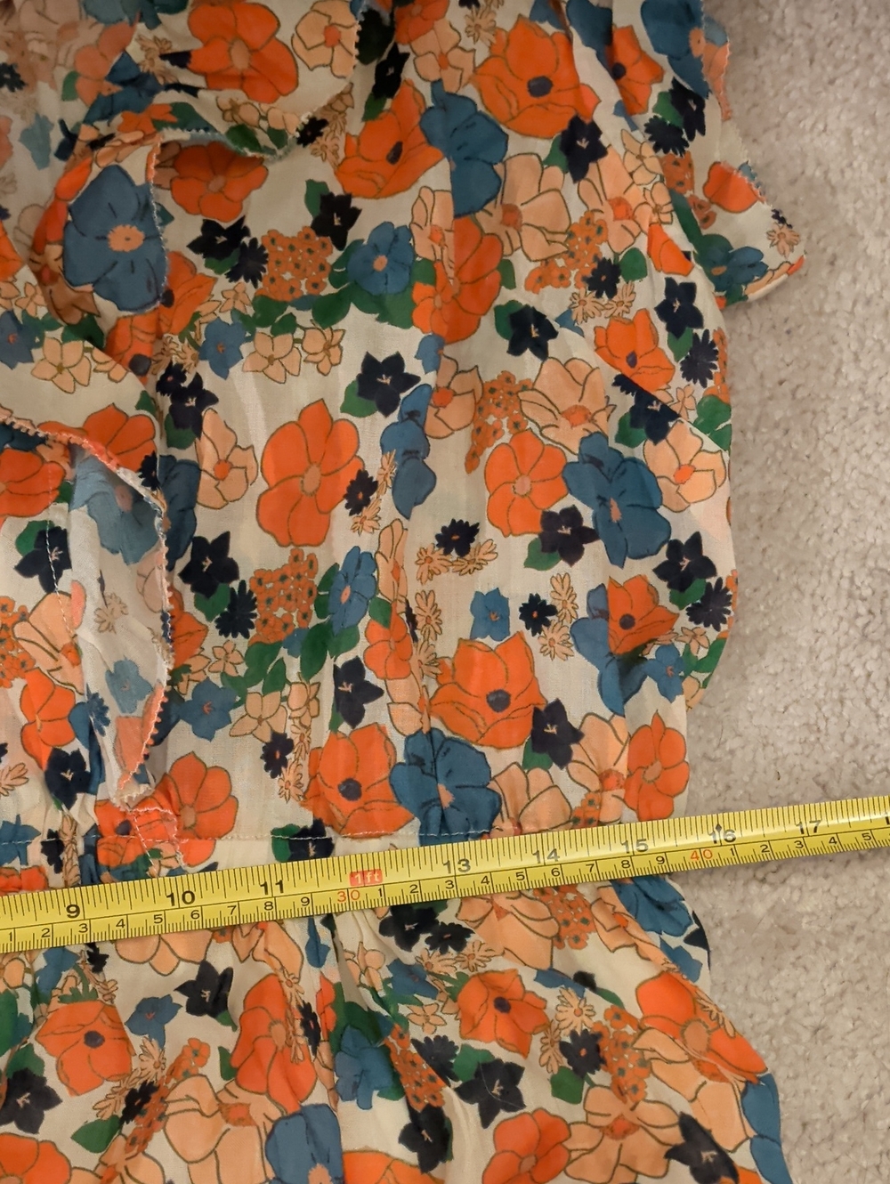 Birds of Paradis by Trovata Floral Ruffle V Neck Smocked Waist Dress, Large - Picture 11 of 12